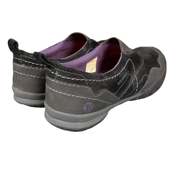 Merrell Women's Albany Black Mocs Sneakers Gray Purple Stretch Slip On Size 7 - Picture 13 of 14
